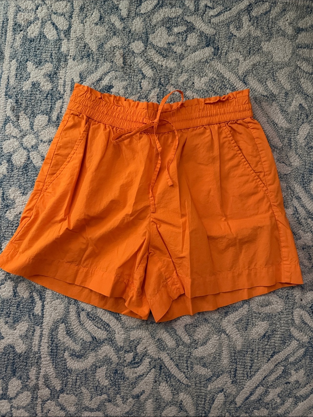 LOFT Bright Orange High-Waist Drawstring Shorts